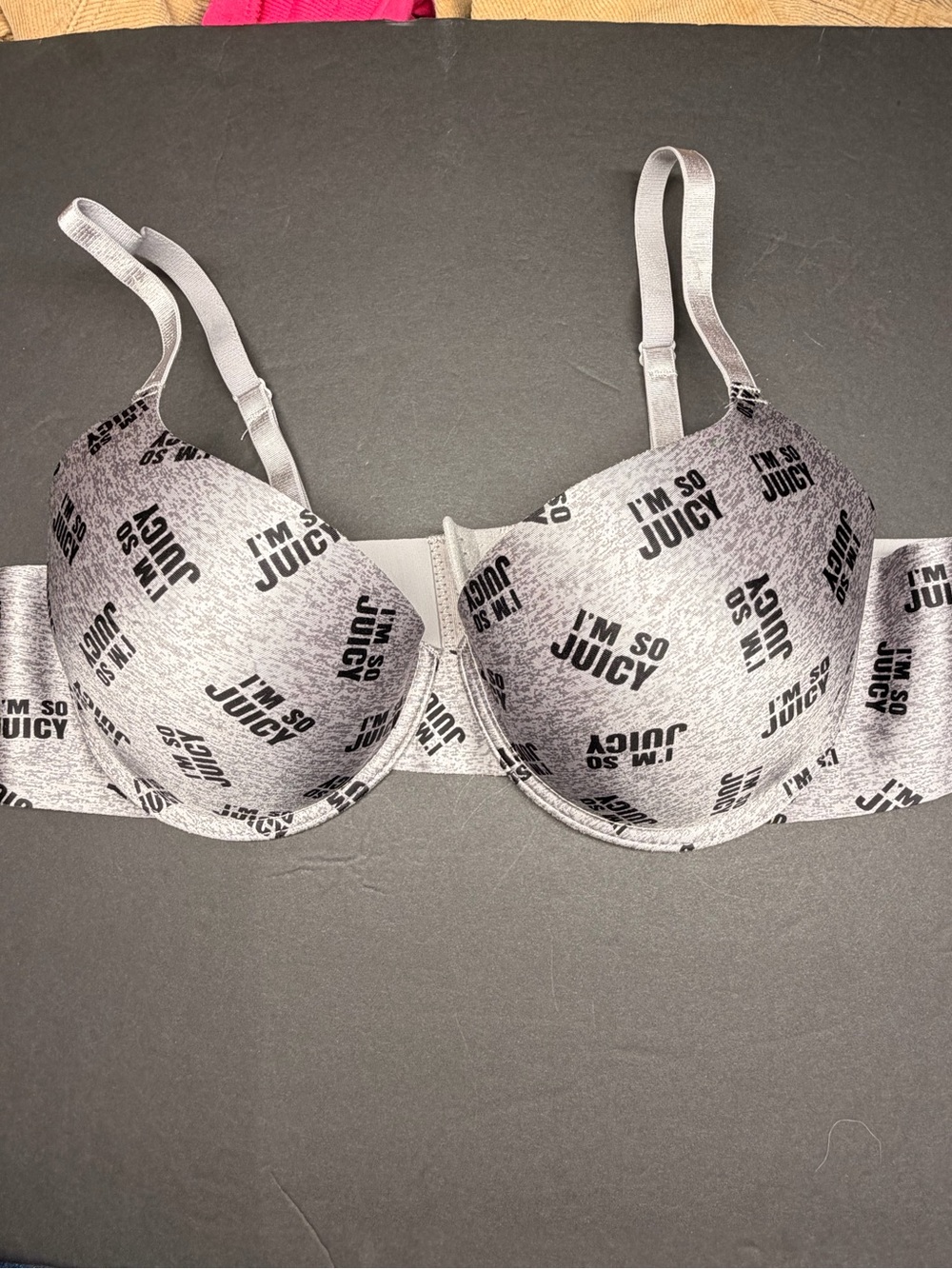 Juicy Couture Gray 'I'M SO JUICY' Printed Push-Up Bra